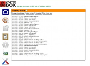 Vortexbox CD ripping status and coverart
